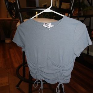 Princess Polly Blue tee shirt with cinch